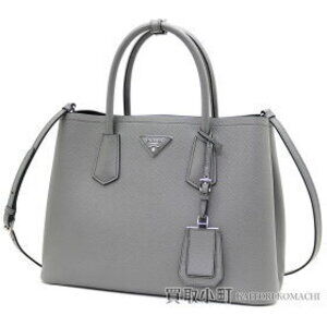 PRADA Double Bag Saffiano Leather Triangle Logo Shopping Tote CUIR MARMO